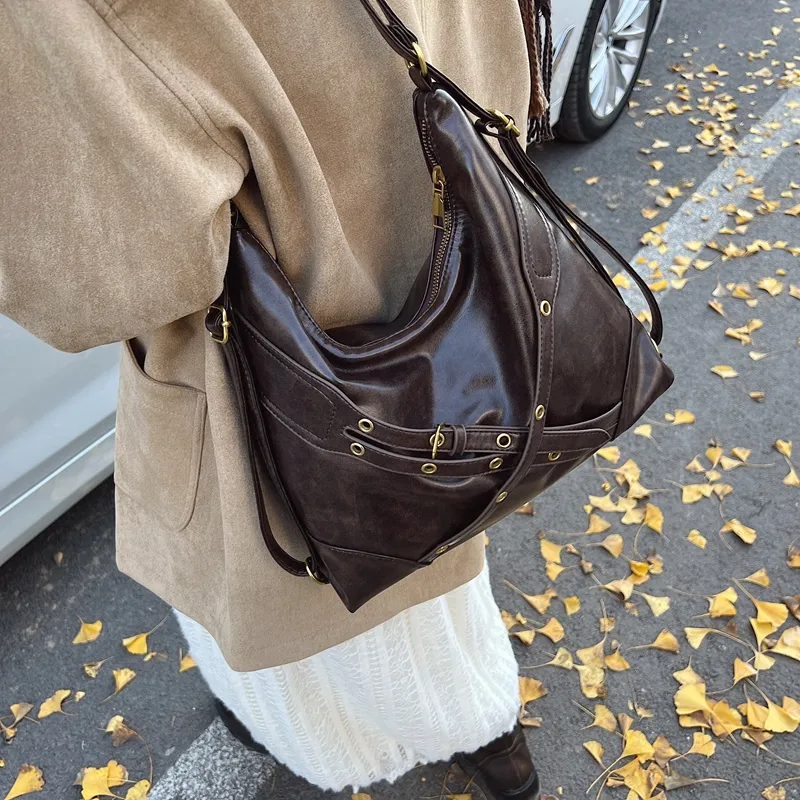 SUN ERATH&U PU Crossbody Bag Regular Women's Black/Coffee/Brown-5