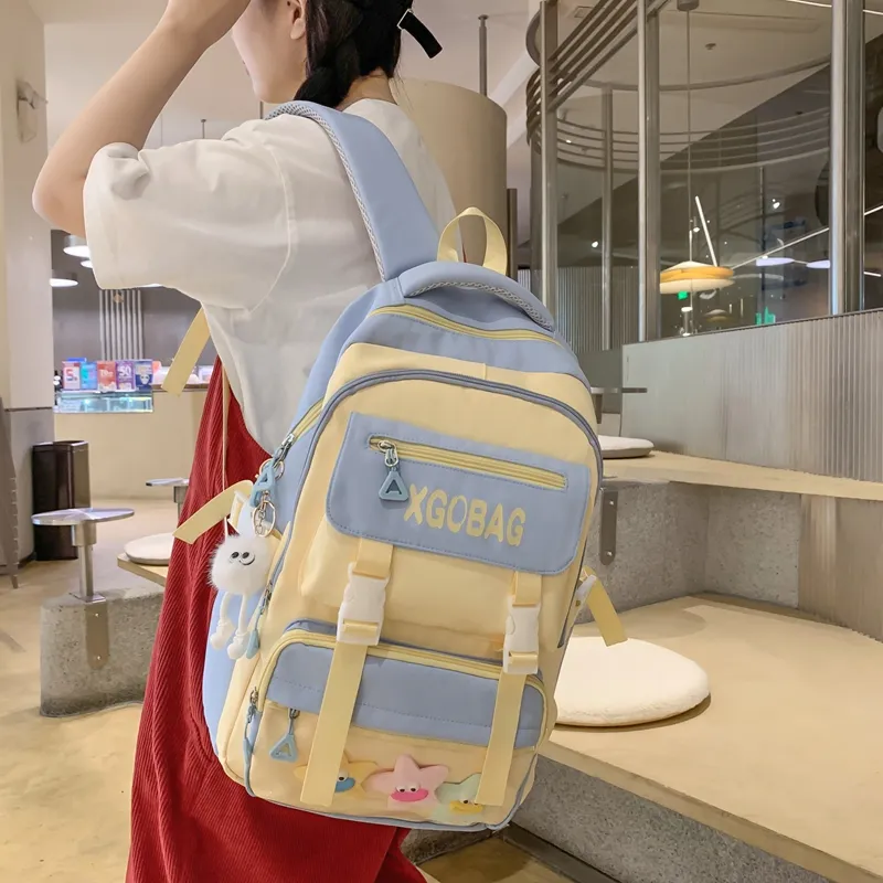 SUN ERATH&U Nylon Backpack Regular Unisex Black Blue/Khaki/Purple/Pink/Red-7