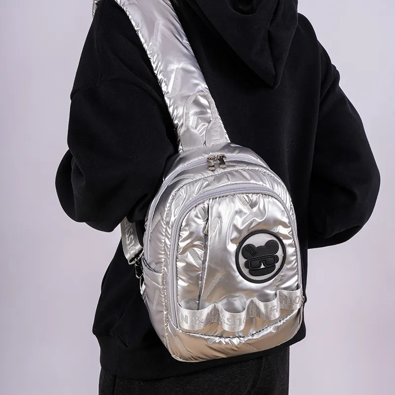 SUN ERATH&U Polyester Sling Bag Regular Unisex Silver Black-10