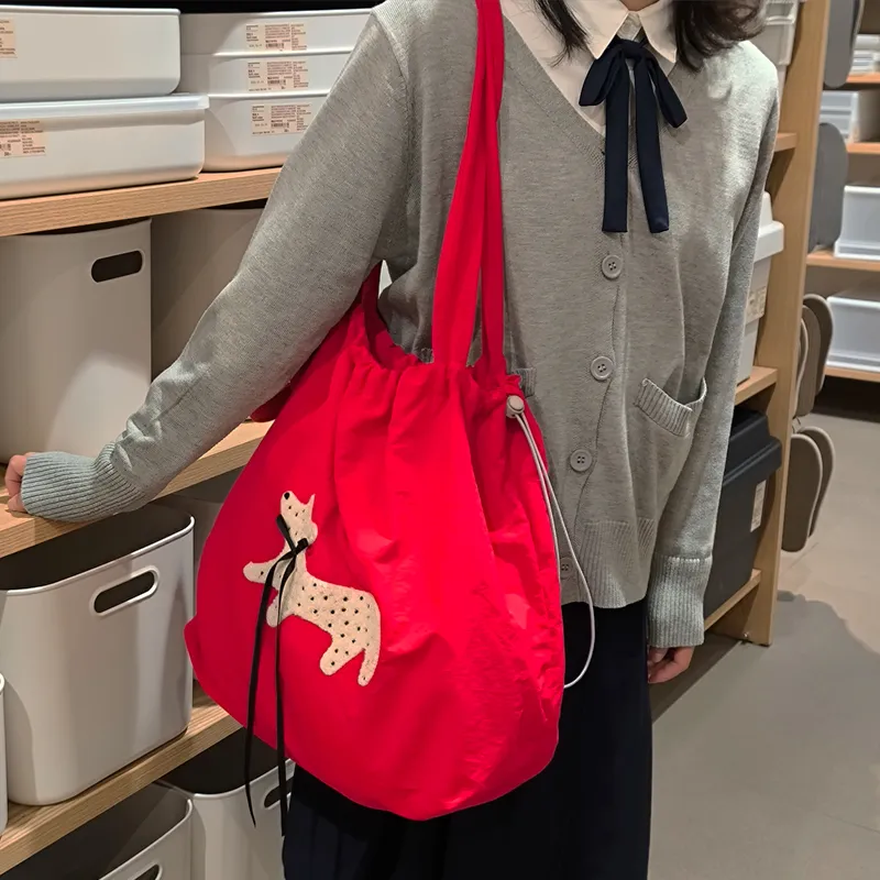 SUN ERATH&U Nylon Shoulder Bag Women's Red Puppy-4