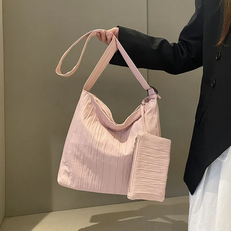 SUN ERATH&U Fabric Shoulder Bag Women's Black/Beige/Pink-8