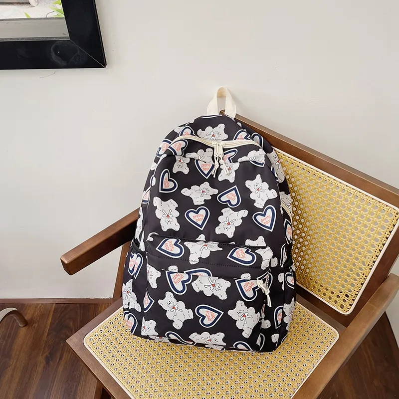 SUN EARTH &U Nylon Backpack Women's Black/White-5