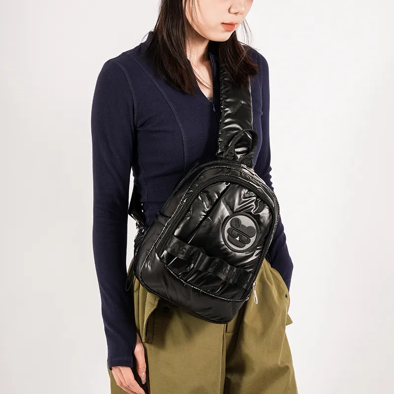 SUN ERATH&U Polyester Sling Bag Regular Unisex Silver Black-4
