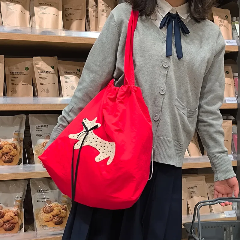 SUN ERATH&U Nylon Shoulder Bag Women's Red Puppy-6