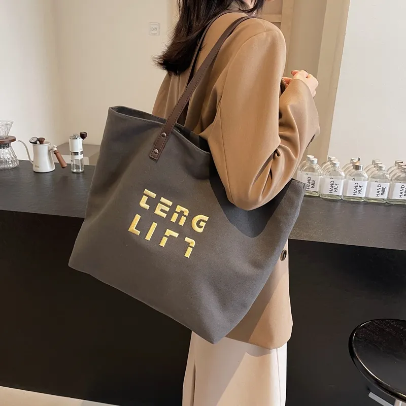 SUN ERATH&U Fabric Tote Bag Shopping Bag Shoulder Bags Women's Black Tea/Chestnut Brown/Ecru/Khaki-14