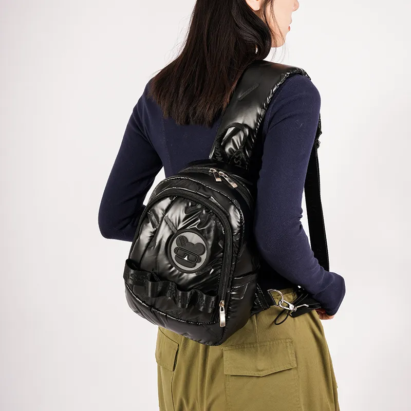 SUN ERATH&U Polyester Sling Bag Regular Unisex Silver Black-3