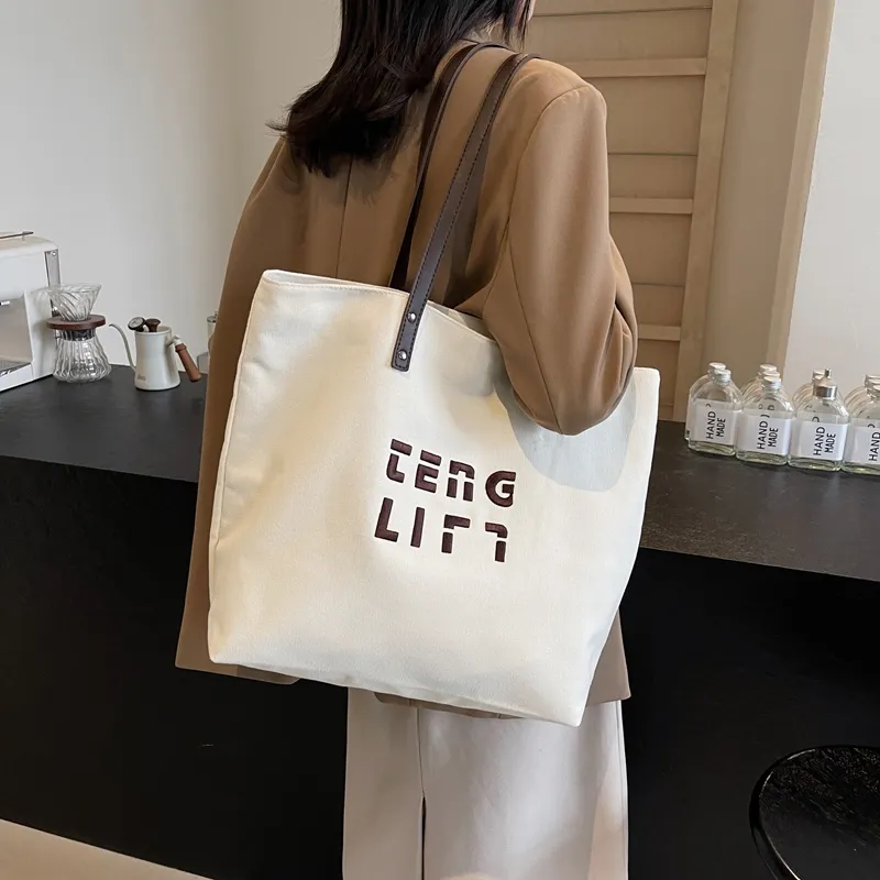 SUN ERATH&U Fabric Tote Bag Shopping Bag Shoulder Bags Women's Black Tea/Chestnut Brown/Ecru/Khaki-9