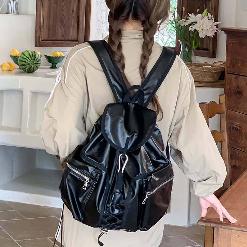 SUN ERATH&U Nylon Backpack Regular Unisex Black/Silver-2