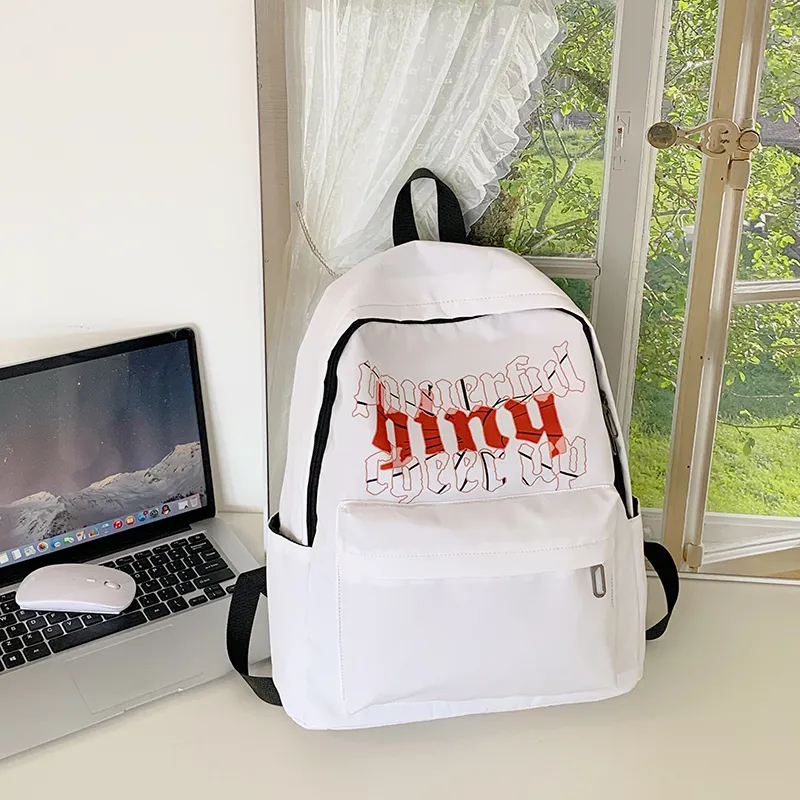 SUN EARTH &U Nylon Fabric Backpack Unisex Pink Letter Version/Red Text Mother Version-3