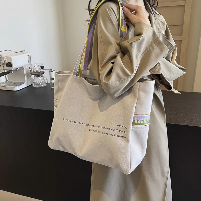 SUN ERATH&U Canvas Canvas Shoulder Bag Regular Women's Ecru Khaki Black Gray-4