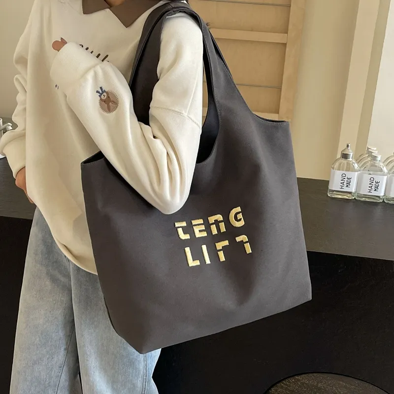 SUN ERATH&U Canvas Canvas Bag Tote Bag Shopping Bag Shoulder Bag Women's Black/Brown/White/Khaki-1