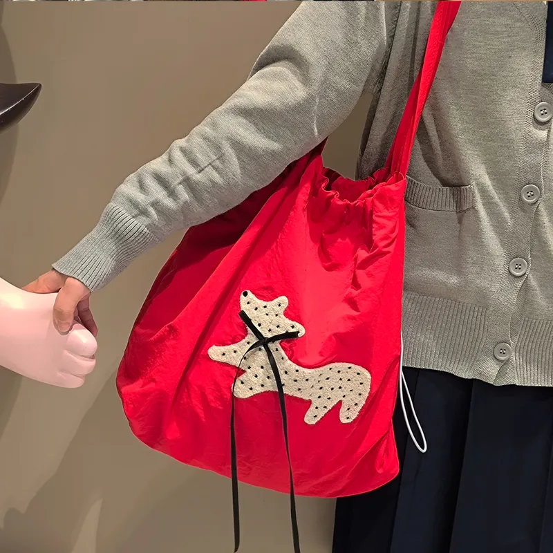 SUN ERATH&U Nylon Shoulder Bag Women's Red Puppy-1