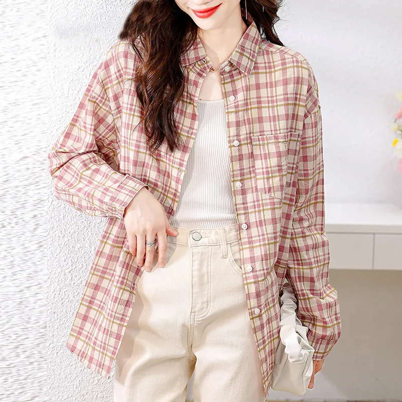 La Chapelle Shirt Women's Pink Plaid-0