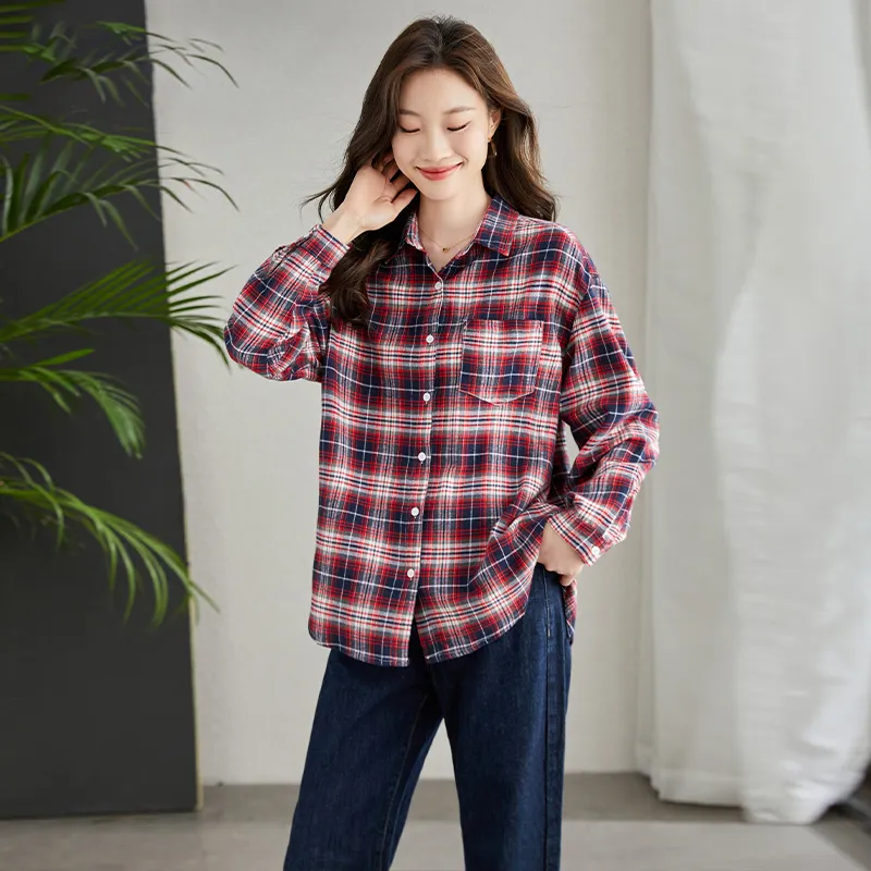 La Chapelle Shirt Women's Red Plaid-3