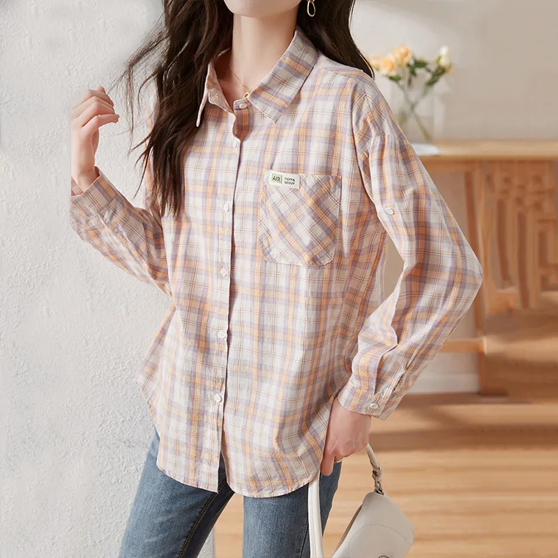 La Chapelle Shirt Women's Purple Plaid-2