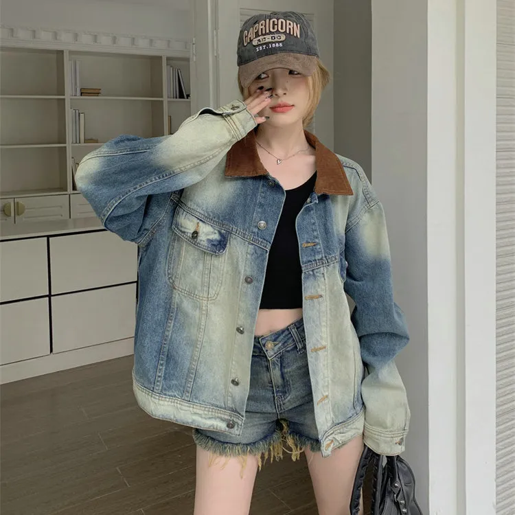 PLANE DRIFT Denim Jacket Women's Vintage Blue-1