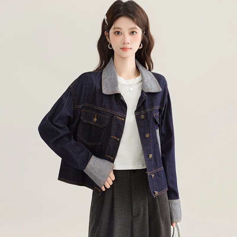 PLANE DRIFT Denim Jacket Women's Dark Blue-1