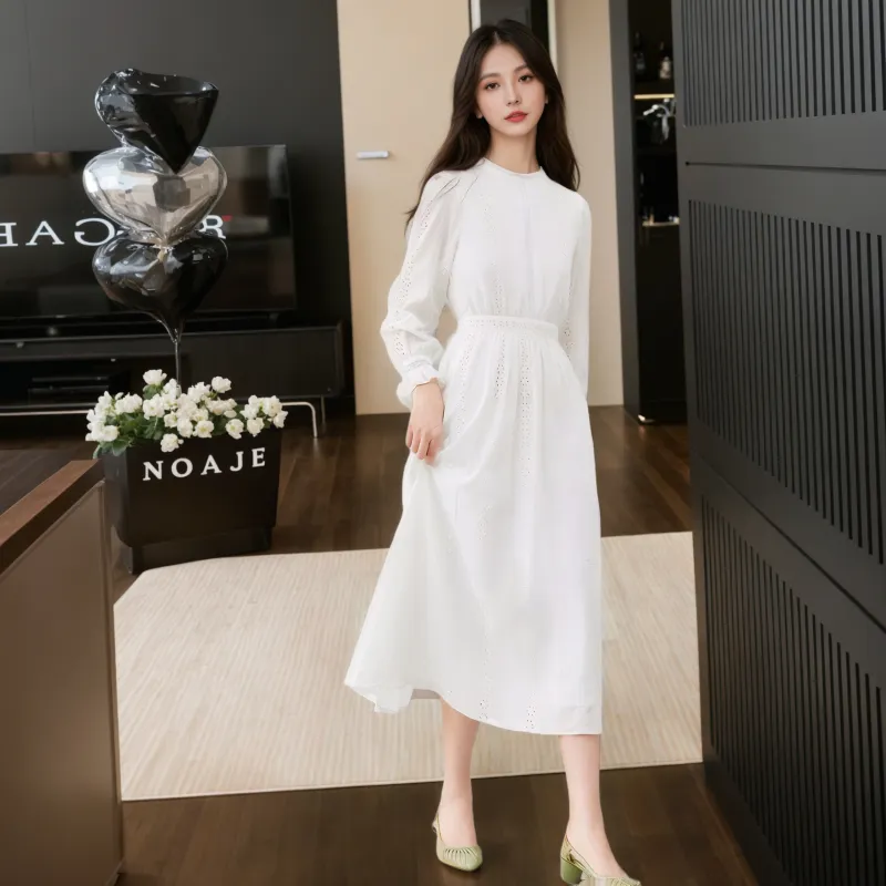PLANE DRIFT Long Sleeved Dresses Women's White-1