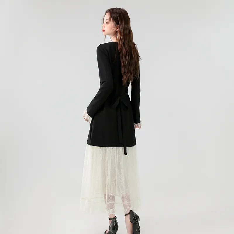 PLANE DRIFT Long Sleeved Dresses Women's Black-3