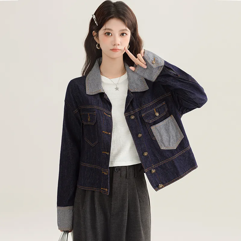 PLANE DRIFT Denim Jacket Women's Dark Blue-4