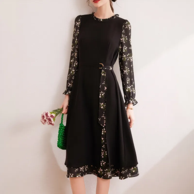 PLANE DRIFT Long Sleeved Dresses Women's Black-5
