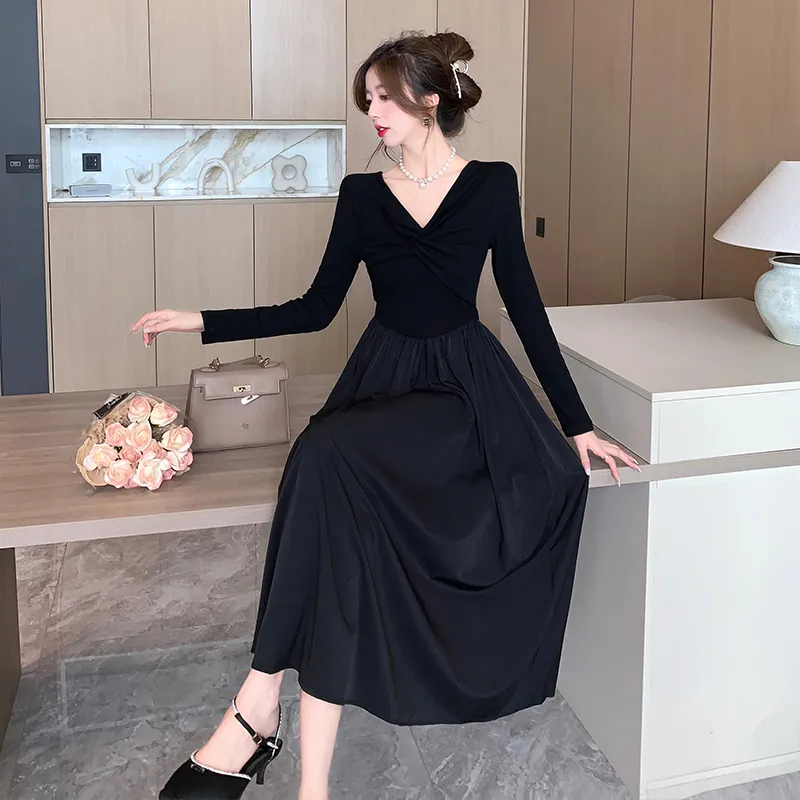 PLANE DRIFT Long Sleeved Dresses Women's Black-3
