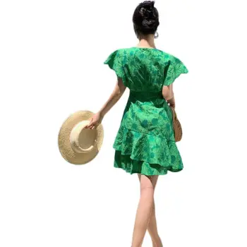 PLANE DRIFT Short Sleeved Dresses Women's Green