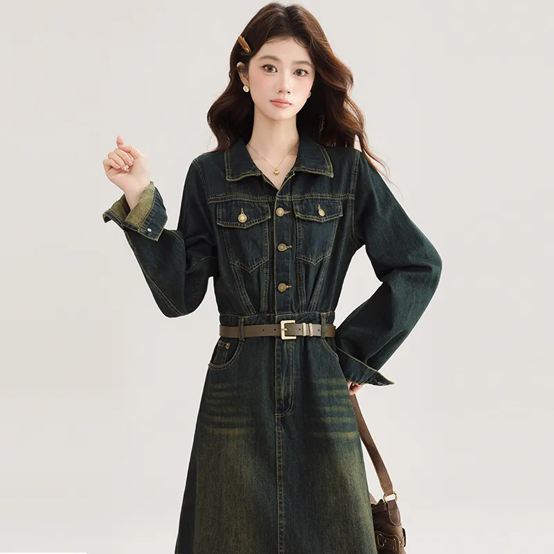 PLANE DRIFT Long Sleeved Dresses Women's Dark Blue-2