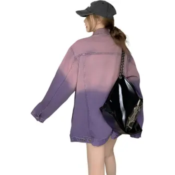 PLANE DRIFT Denim Jacket Unisex Gradient Purple