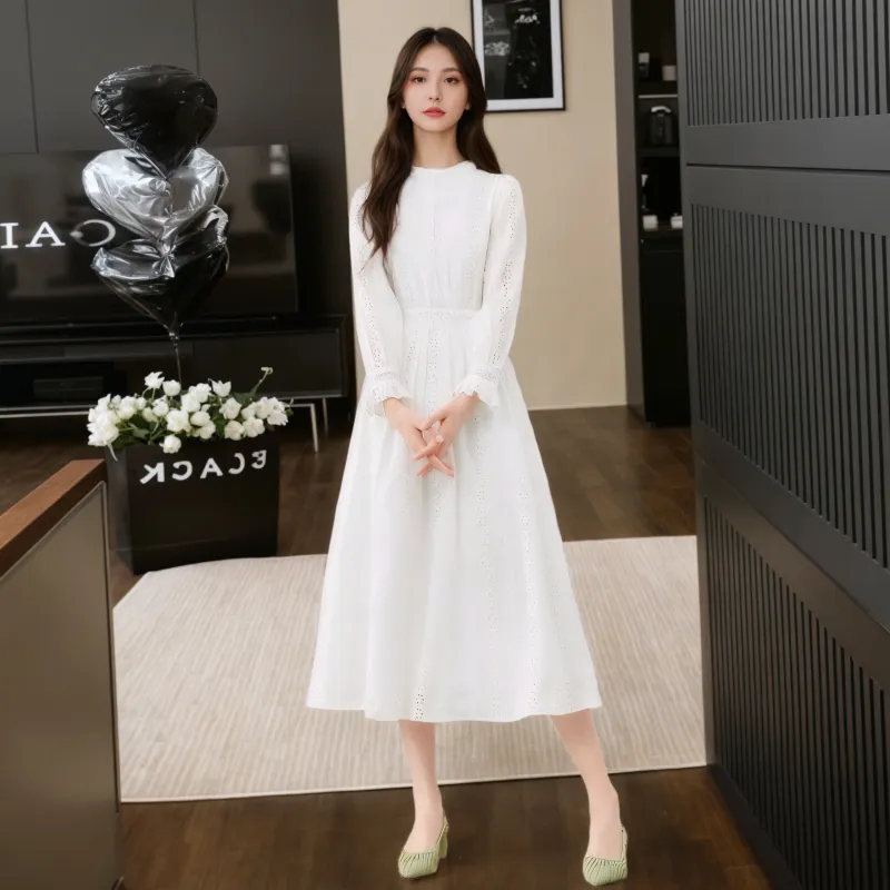 PLANE DRIFT Long Sleeved Dresses Women's White-4
