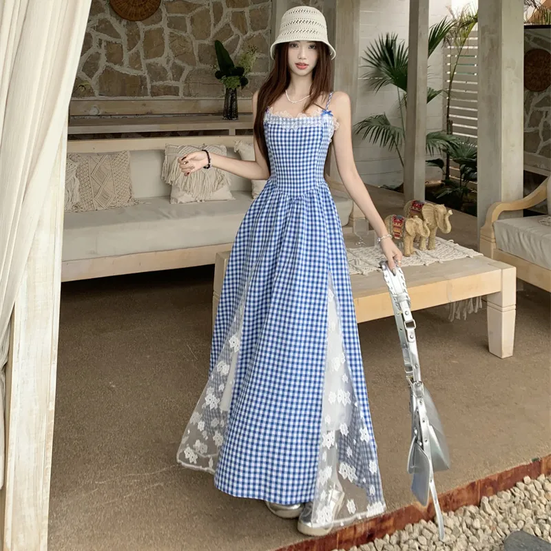 PLANE DRIFT Slip Dress Women's Blue-5
