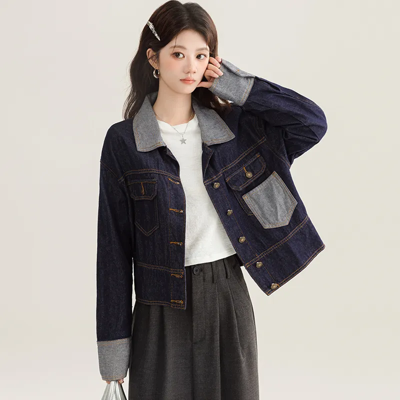 PLANE DRIFT Denim Jacket Women's Dark Blue-2