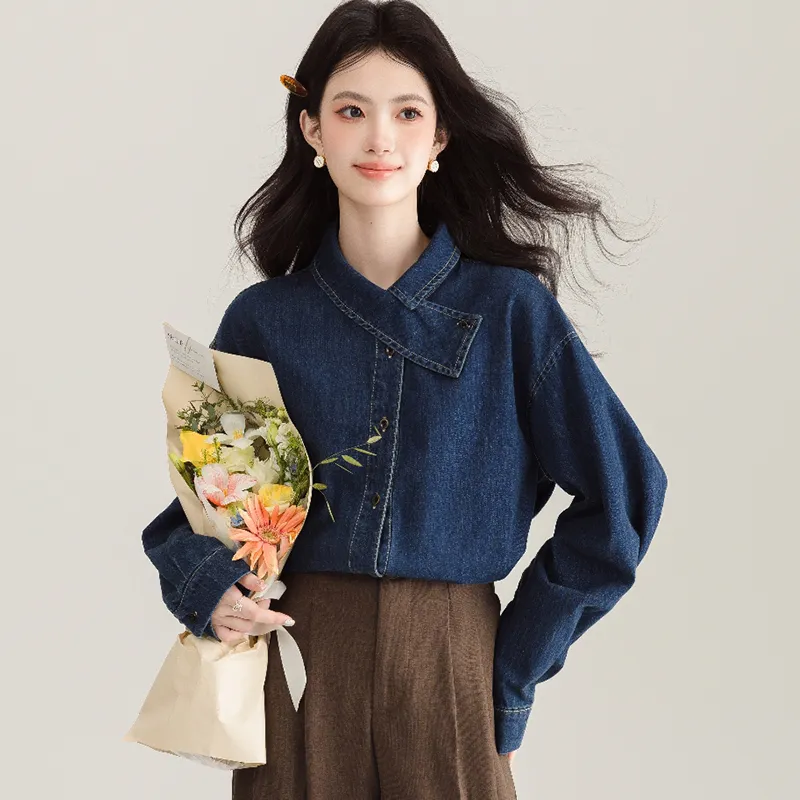 PLANE DRIFT Denim Jacket Women's Dark Blue-3