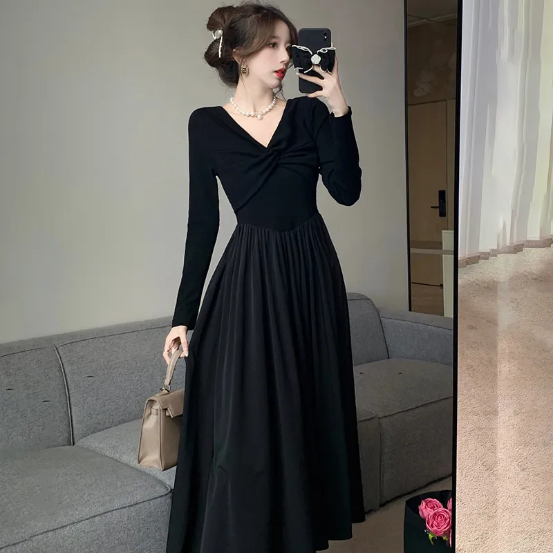 PLANE DRIFT Long Sleeved Dresses Women's Black-2