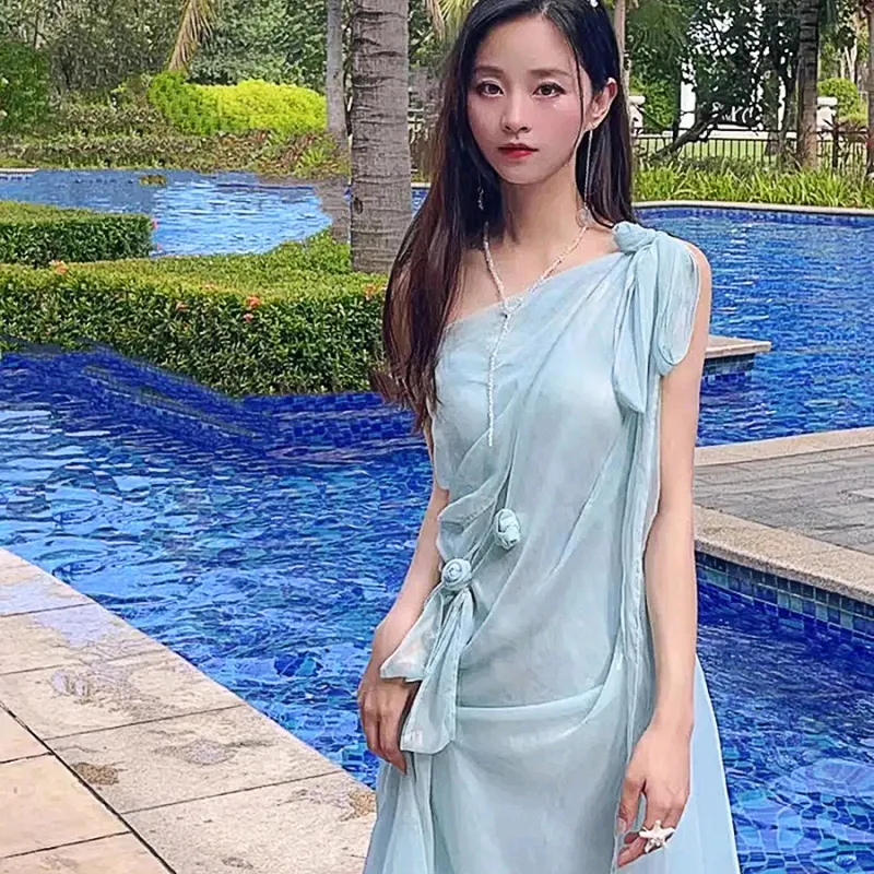 PLANE DRIFT Sleeveless Dress Women's Light Blue-5