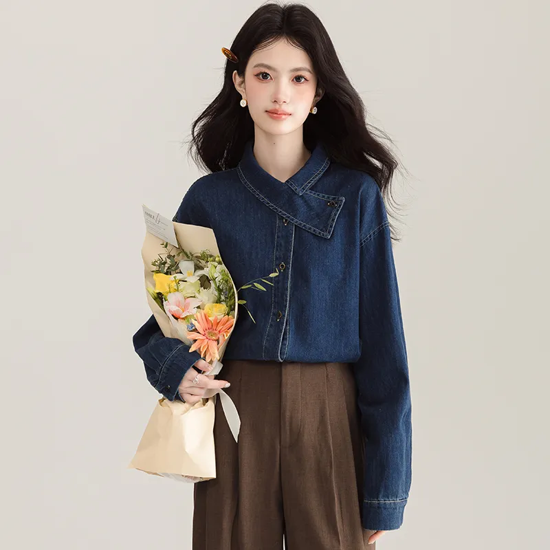 PLANE DRIFT Denim Jacket Women's Dark Blue-4