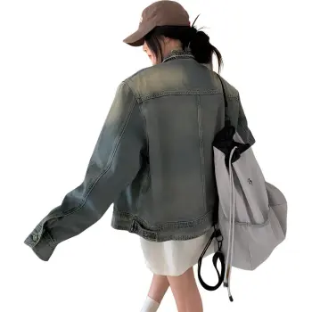 PLANE DRIFT Denim Jacket Women's Ripped Distressed