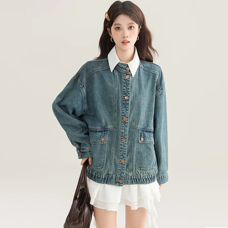 PLANE DRIFT Denim Jacket Unisex Blue-4