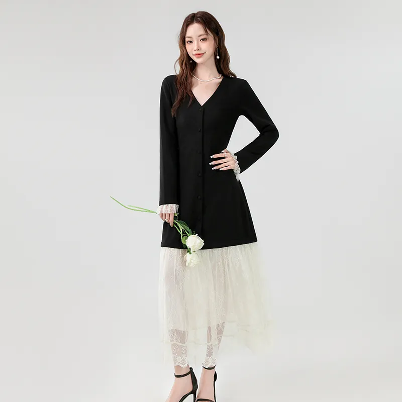 PLANE DRIFT Long Sleeved Dresses Women's Black-2