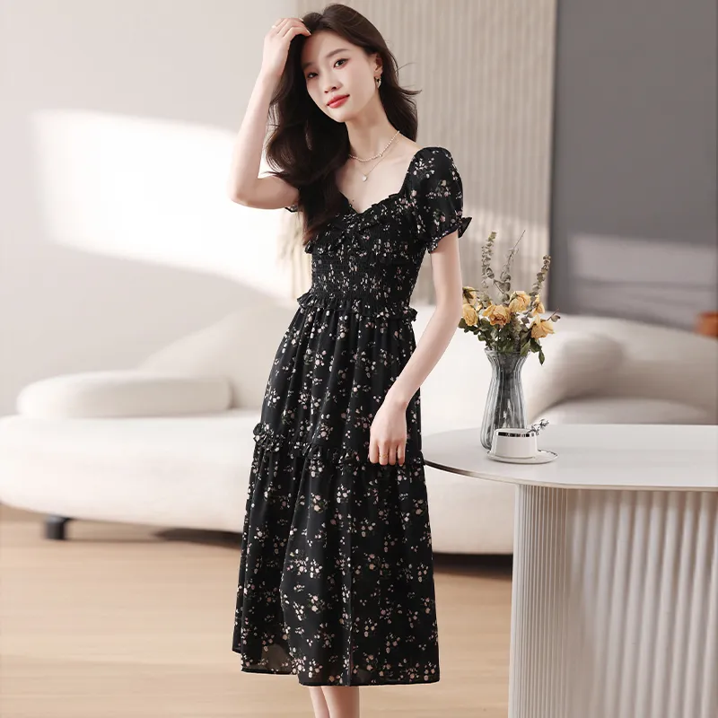 PLANE DRIFT Short Sleeved Dresses Women's Black-3