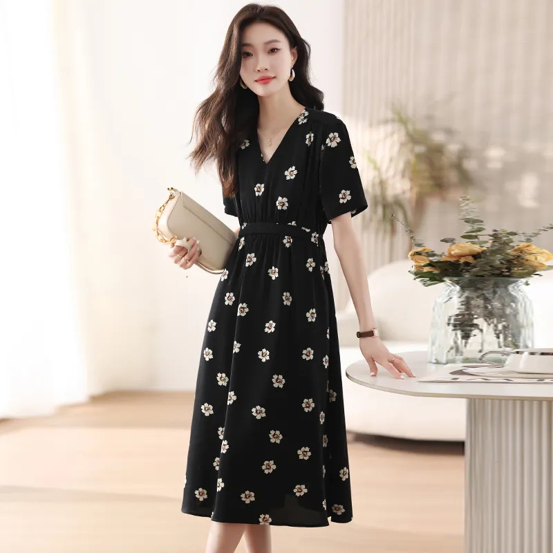 PLANE DRIFT Short Sleeved Dress Women's Black-5