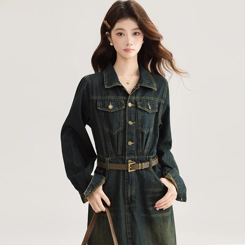 PLANE DRIFT Long Sleeved Dresses Women's Dark Blue-5