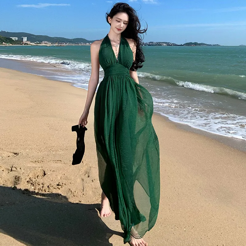 PLANE DRIFT Slip Dress Women's Green-1