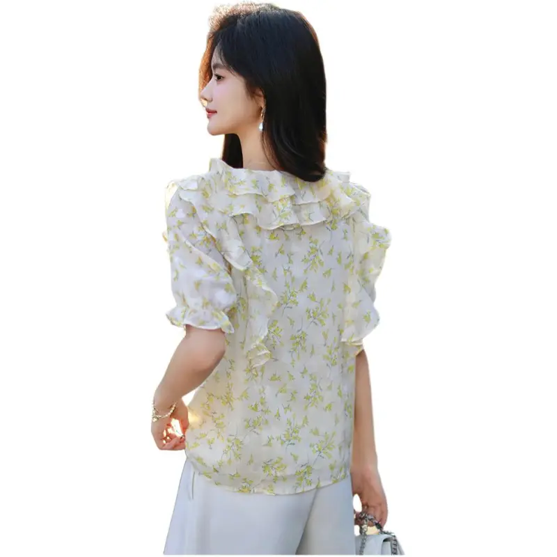PLANE DRIFT Shirt Women's Yellow Flower-0