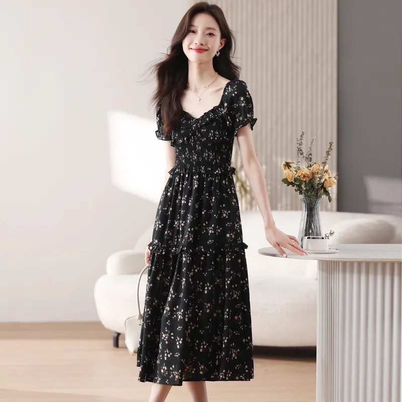 PLANE DRIFT Short Sleeved Dresses Women's Black-5