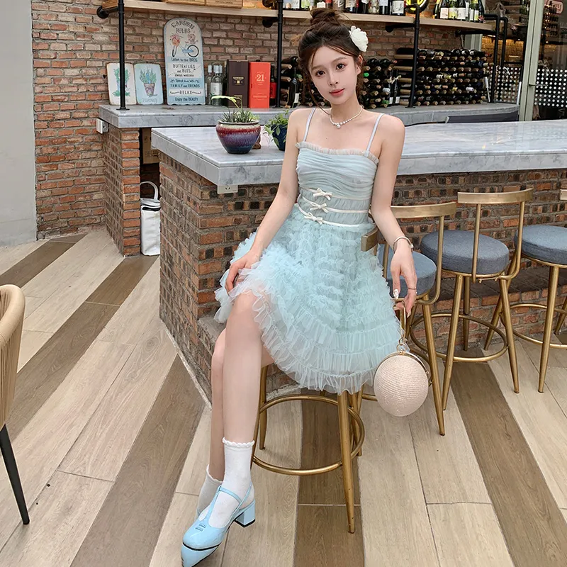 PLANE DRIFT Slip Dresses Women's Sea Salt Blue-5