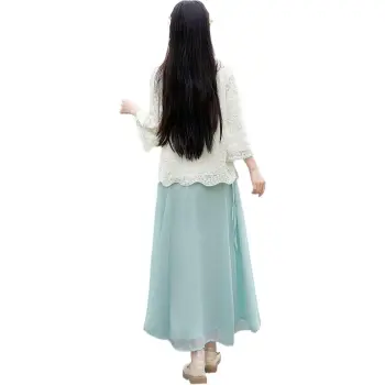 PLANE DRIFT Skirt Set Women's White Top + Blue Skirt