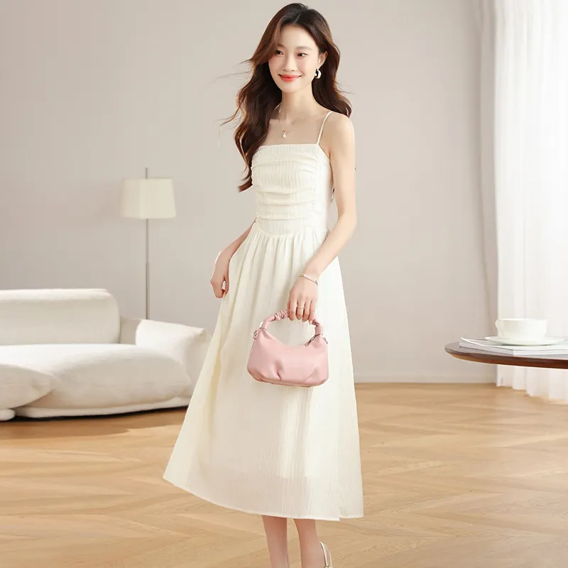 PLANE DRIFT Slip Dress Women's Beige Apricot-4