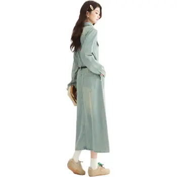 PLANE DRIFT Long Sleeved Dresses Women's Light Blue