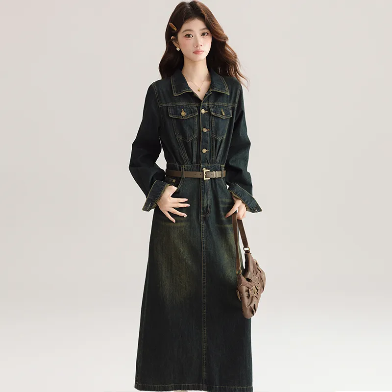 PLANE DRIFT Long Sleeved Dresses Women's Dark Blue-3
